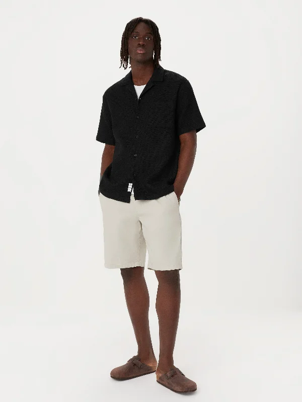 The Waffle Camp Collar Shirt in Black