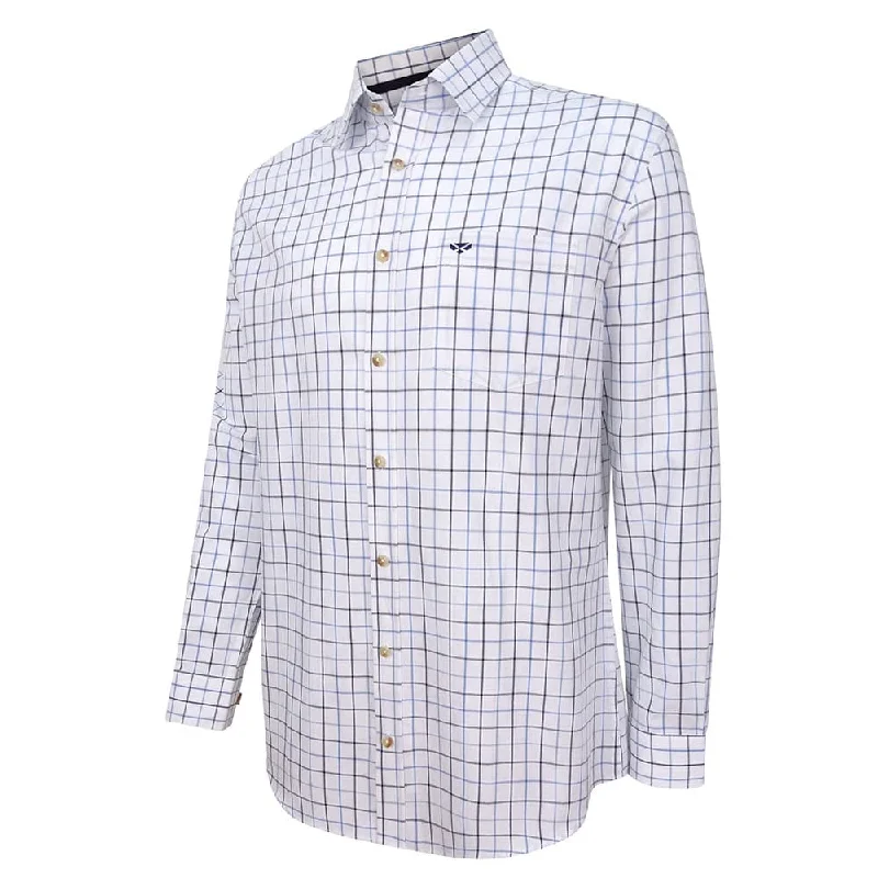 Hoggs Of Fife Viscount Premier Tattersall Shirt White/Navy Check