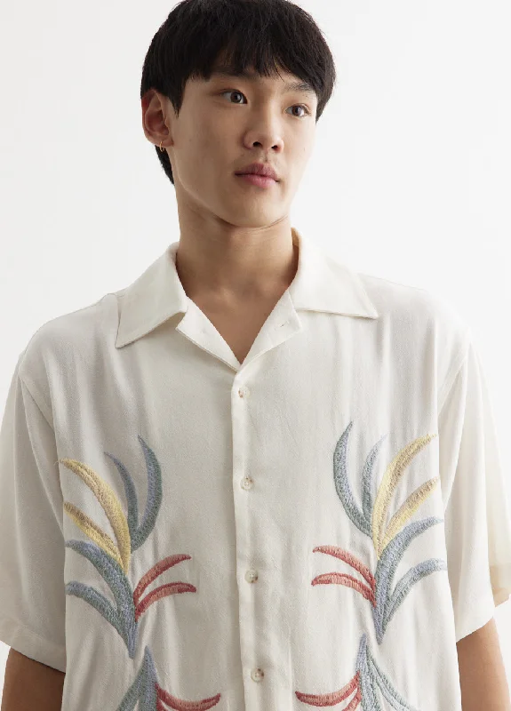 Palm Embroidered Camp Collar Shirt