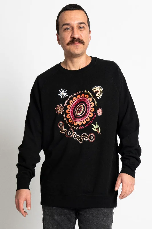 Igniting Our Journey Black Cotton Blend Crew Neck Unisex Sweatshirt